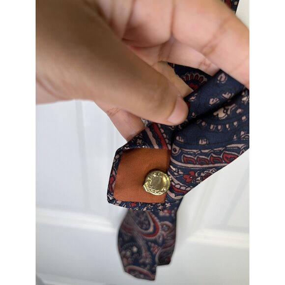 Vintage Fabio Caviglia Navy & Red Paisley 100% Silk Tie - Picture 4 of 5